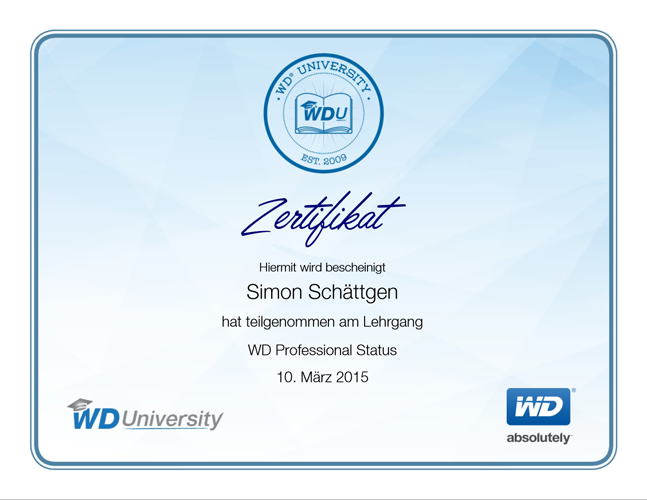 WD Professional Status 2015